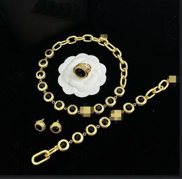 Enamel Beauty Head Sapphire Resin Embellishment Maze thick chain Necklace Bracelet Earring Ring Brass Banshee Luxury Clavicular Neckchai Jewellery XMS1 -03