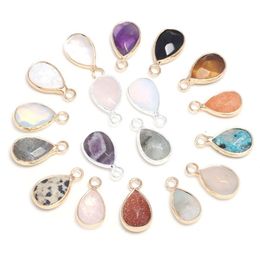 Charms Natural Stone Waterdrop Pendant Rose Quartz Healing Reiki Crystal Diy Necklace Earrings Women Fashion Jewellery Finding 10X14Mm Dhcrj