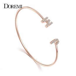 Chain DOREMI Custom Letter Bracelet Baby bangle Zirconia Pave Setting Initial bracelet Child Adult size for Unique Cuff Jewellery 230630