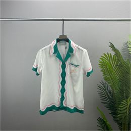 #6 Mens designer luxury dress Shirts silk Shirt Luxury Clothes Short Sleeve letter clowers print Casual Summer collar mens mix Colours Size M-3XL 28