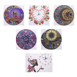 Clocks 35*35cm Diy 5d Rhinestone Clock Part Drill Special Shaped Diamond Painting Kit Mosaic Clock Home Decoration Mosaic Home Decor