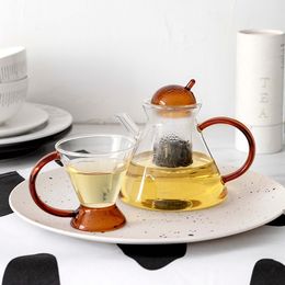 Wine Glasses Borosilicate Glass Teapot Heat Resistant Large Clear Tea Pot Flower Cup Set Teaware and 230701