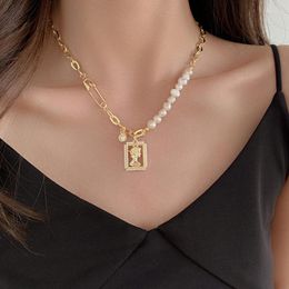 Pendant Necklaces Vintage Baroque Portrait Luxury Natural Pearl Chain High Sense Unusual Women's Necklace Jewellery AccessoriesPendant