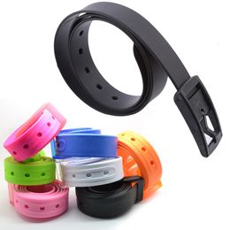 Belts Fashion Plastic Belt Friendly Candy Multi Color Silicone Rubber Belt Smooth Buckle For Women Men Adjustable 230630