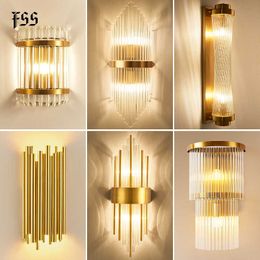 Lamps Modern Gold Crystal Wall Lights Bedside For Bedroom Living Room Home Decoration LED Sconce Bathroom Indoor FixturesHKD230701