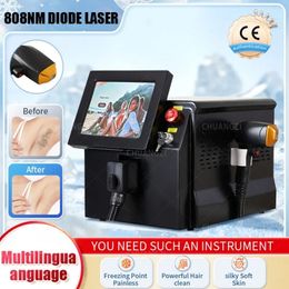 2023 New Black Portable 808nm 755nm 1064nm Three Wavelength Diode Laser Permanent Hair Removal Cooling Painless Laser Hair Removal Machine