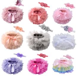 Girls PP Pants Headband Suits Baby Tutu Skirts Hairband Outfits Kids Designer Clothes Princess Tulle Ballet Skirt Culotte Pantskirt Pettiskirts Mini Dresses
