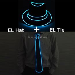 Other Event Party Supplies Fashion Wedding Decoration EL Flash Hat EL Flash Tie LED Light up Props 10Colors Select Luminous Tie and Hat Cool Party Decor 230630