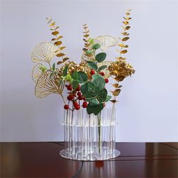Vases 1Set Round Flower Vase Acrylic Plant Organisation Holder Household for School Office Bedroom Decoration Present 230701