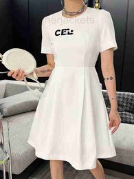 Basic & Casual Dresses Designer 23 Summer New Letter Printing Women's Dress A-line Pleated Long Versatile Classic Black and White 2QDJ