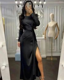 Casual Dresses Cutubly Satin Long Prom Summer 2023 Elegant Lace Up Split Evening Vestidos For Women Birthday Party Club Night Out