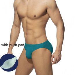 Men's Swimwear European And American Solid Colour Sexy Swimming Trunks Fashion Simple Multicolor Beach Swim Shorts Swimsuit With Push Pad 230630