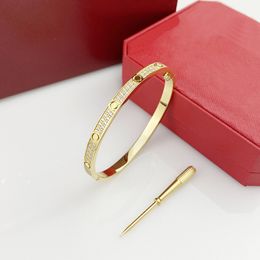 A Classic Luxury designer bracelet Top Fine gold screw Jewellery For Women Easy Lock Bangle Rose Yellow Gold Full Diamond Love Wedding Engagement Bracelet 3FUM