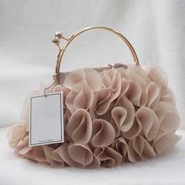 Shoulder Bags Luxury Satin Floral Bride Party Evening Clutch Women Wedding Purses and Handbags Small Chain Designer 230426