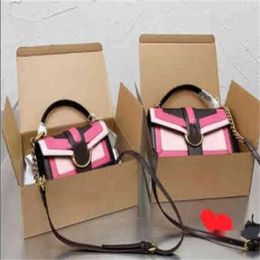 Bags Tote Women Luxury Brand Designer Handbag Splicing Color Square Shoulder Brown Leather Crossbody Female Purses