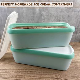 Ice Cream Tools Kitchen Tools Gadgets Ice Cream Storage Tubs Rectangular Reusable Ice Cream Box Double Layer Container Mould with Lid for Cool 230630