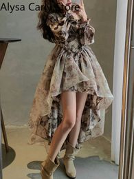 Urban Sexy Dresses Autumn Floral Fairy for Women Luxury Designer Slim Korean Princess Female Chic Elegant Casual Party 230630