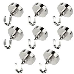 Curtains 8pcs Strong Neodymium Magnetic Hook Hold Up to 12kg 5pounds Diameter 20mm Magnets Quick Hook for Home Kitchen Workplace Etc