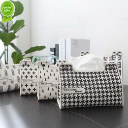 New Fashion Retro lattice Leather Tissue Box Car Handkerchief Toilet Pumping Box Home Room Decor Napkin Holder Desktop Tissue Boxes