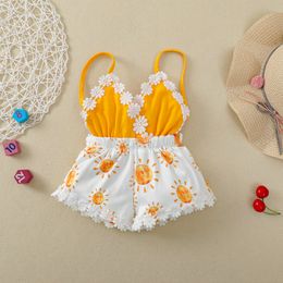 Rompers Summer Baby Girls Toddler Jumpsuits born Girl Sun Printed Sleeveless Infant Romper Kid Clothes 0 4T 230630