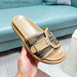 Summer Ladies Slippers Brand Designer Sandals Fashion Versatile Leather Casual Comfort Flip Flop slides T230701
