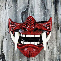 Party Masks Halloween Cosplay Airsoft Mask Protective Fashion Half Face Mask Prajna Hannya Mask Japanese Samurai Demon Party Decor 230630