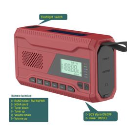 Radio Crank Radio Multifunction Emergency Radio, Fm/am/wb Multiband Radio, Solar Charging Builtin 4500mah Battery