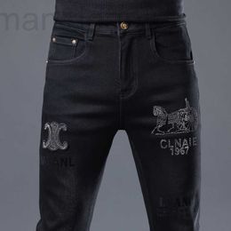 Mens Jeans designer High end hot drilling fashion jeans men 2022 autumn and winter new black stretch trend versatile small leg pants B