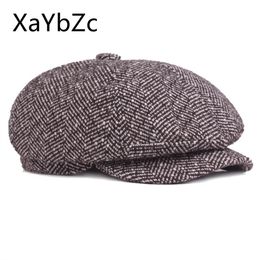 New Tweed Gatsby Newsboy Cap for Men Autumn Winter Golf Driving Cabbier Flat Berets Peaky Blinders Bone Hat Unisex