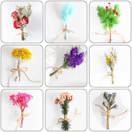 Dried Flowers 4PCS Mini Flower Bouquet Grass Bunny Tails Small Cake Arrangement letterbox Gift Home Wedding Decor