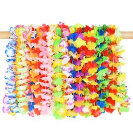 Other Event Party Supplies 36-100pcs Hawaiian Artificial Flower Leis Garland Necklace Hawaii Luau Summer Tropical Party Decoration Christmas Wreath 230630