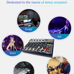 Microphones F7 Professional Sound Card 7 Channel Sound Table Usb Digital Microphone Mixer Console Portable Karaoke Audio Mixer Amplifier