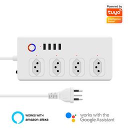 Curtains Brazil Wifi Smart Power Strip with 4 Outlets 4usb Ports ,1.4m Extension Cord Voice Works with Alexa, Google Home