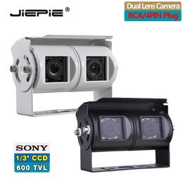 Car dvr JIEPIE Dual White Reversing RV Backup Twin Adjustable angle Lens Rear View CCD Camera for Truck BusHKD230701