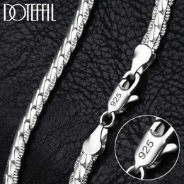 DOTEFFIL 925 Sterling Silver 6mm Side Chain 16/18/20/22/24 Inch Necklace For Women Man Fashion Wedding Engagement Jewellery Gifts L230620