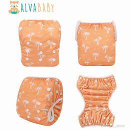 Cloth Diapers Alvababy Big Size Swimsuit New Positioned Printed Baby Swim Nappy Adjustable Cloth Swimming Diaper for Babies 0-3 years OldHKD230701