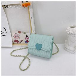 Handbags Fashion Heart Baby Girls Small Shoulder Bags Kids Coin Purse Accessories Handbags Lovely Children Mini Square Messenger Bag 230701