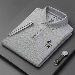 Men's Polos High quality men's cotton embroidered polo shirt 2023 summer high end business casual lapel short sleeve T shirt top 230630