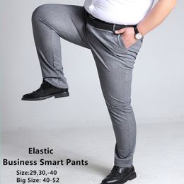 Men's Pants Plus Size Mens Trousers Work Grey Black Dark Blue Elastic Straight Business Male Big 44 48 50 52 140KG Office Clothing 230630
