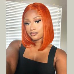 Ginger Orange Short 13x6 Lace Front Human Hair Wigs Bob Lace Wigs For Women Blonde Straight Brazilian Hair Closure Wig