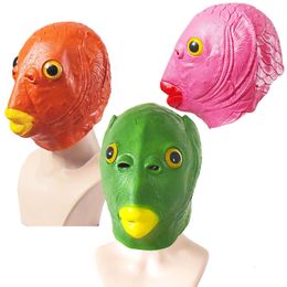 Party Masks Halloween Mask Ball Cosplay Latex Green Fish Head Animal Set Funny mask cosplay Full Face latex animal prop 230630