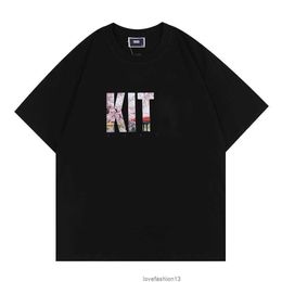 Ins Meichao Kithsi Tokyo Exclusive Sakura Letter Printing Round Neck Short Sleeve Men's Large T-shirt Cotton