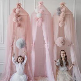 dresses Baby Mosquito Nets Ins Style New Fur Ball Net Yarn Dream Children's Room Decoration Hanging Dome Tent Practical Bed Curtain