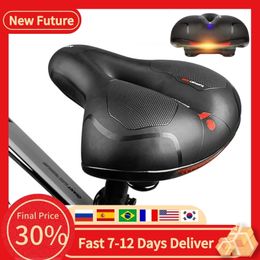 Bike Saddles Bicycle Saddle With Taillight Mountain Bike Seat Cushion Bicycle Big Butt Widened Soft Saddle Comfortable Seat Bike Accessories 230630