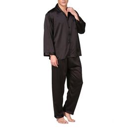 Modern Stain Silk Pijama Hombre Solid Loose Sleepwear Men Sexy Full Nightwear Sleep Pants Lounge Pajama Sets Casual Night Suit340O