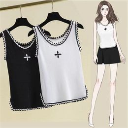 Womens Knits Sleeveless Woman Tees Shirts Tank Women Slim Vest Shirt Soft Silk T-shirts Design Summer Lady Short Tops Breathable