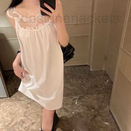 Basic & Casual Dresses Designer 23 Summer High Grade Lace Shirt Fabric Women's Sleeveless Dress Loose Sexy Pajama Style M5PX