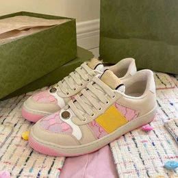 Designer screener sneakers with crystals shoes men women classic trainers beige and ebony canvas Pink and green vintage Web rubber sole shoe 03