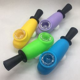 Latest Colourful Portable Removable Silicone Pipes Glass Porous Philtre Screen Bowl Herb Tobacco Cigarette Holder Hookah Waterpipe Bong Smoking