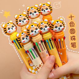 Pens 32 pcs/lot Kawaii Tiger Cartoon Silicone 10 Colors Chunky Ballpoint Pen School Office Supply Gift Stationery Papelaria Escolar